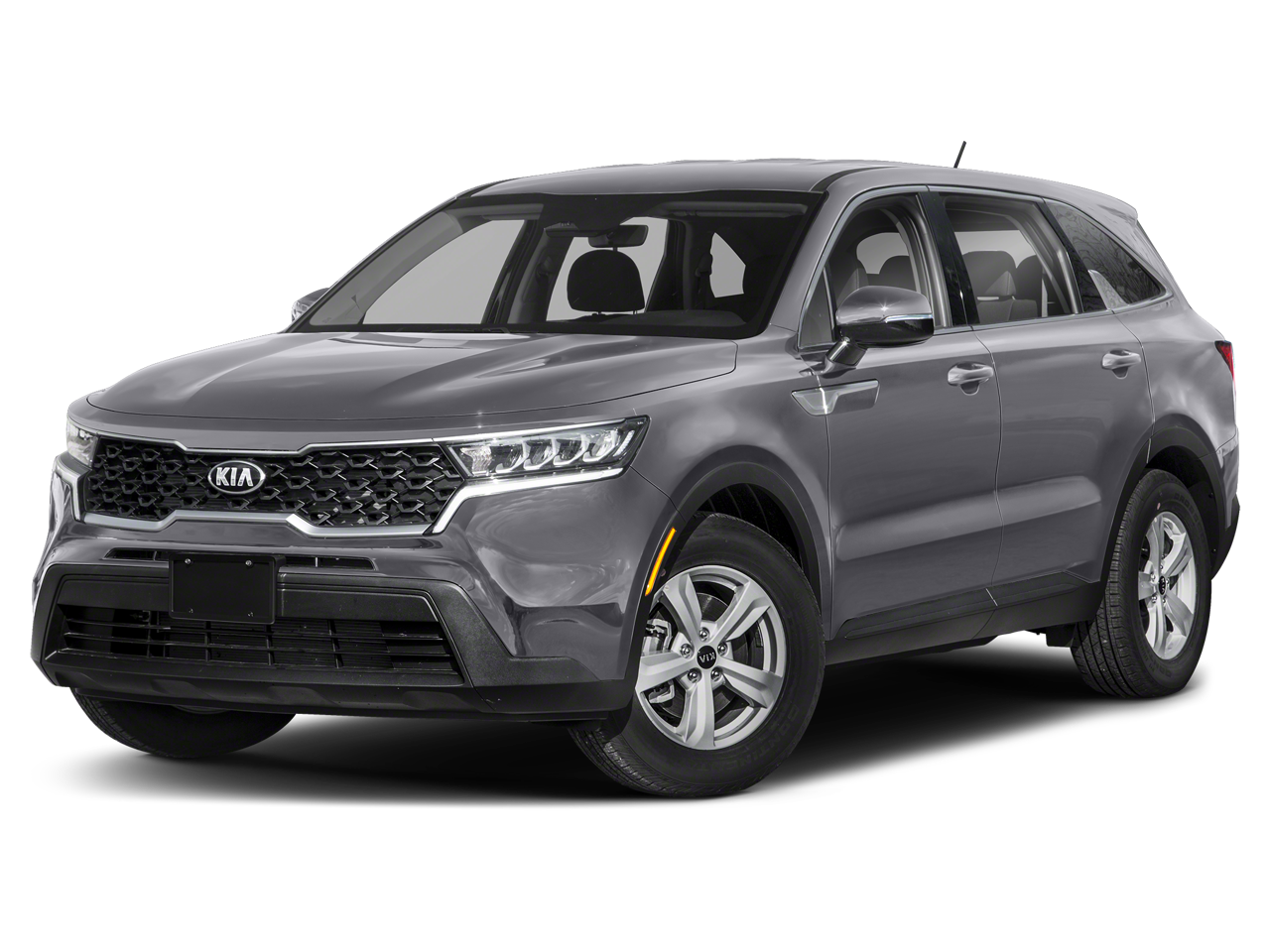 2021 Kia Sorento LX in Everlasting Silver — front three-quarter view