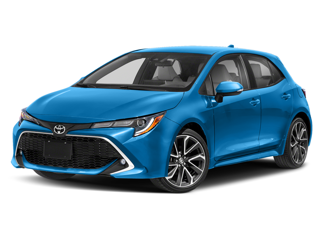 2021 Toyota Corolla Hatchback XSE in Blue Flame — front three-quarter view