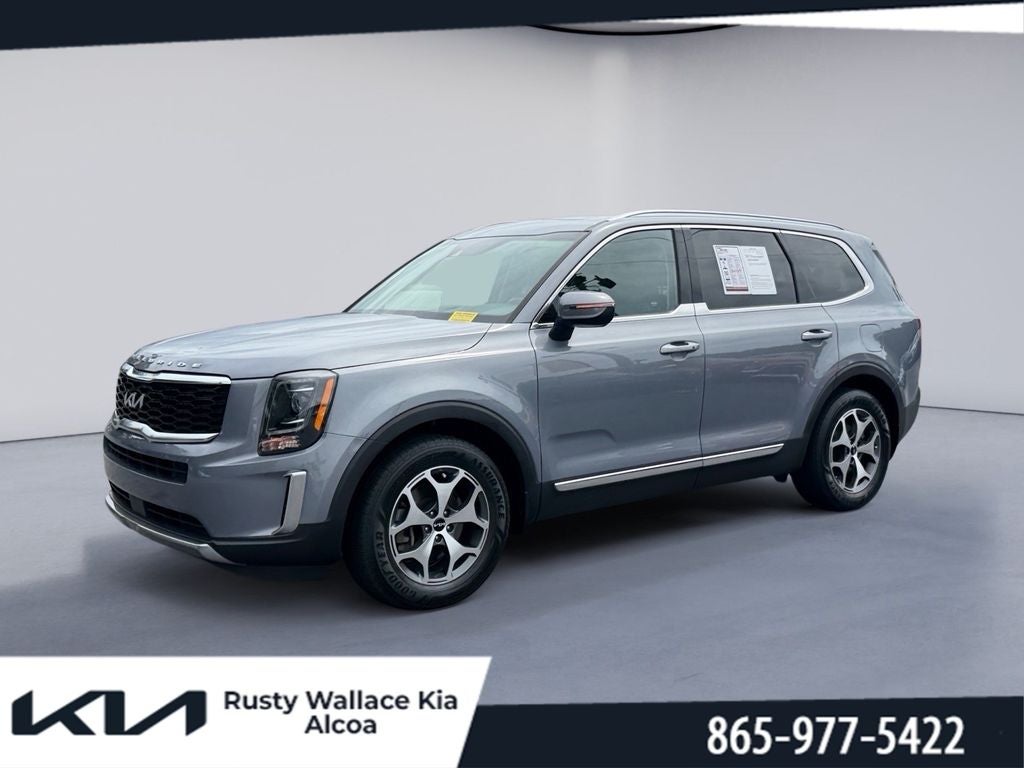 2022 Kia Telluride EX in Everlasting Silver — front three-quarter view
