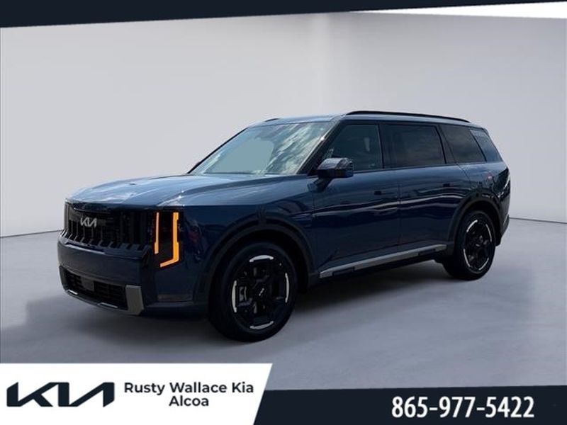 2027 Kia Telluride EX in Midnight Lake Blue — front three-quarter view