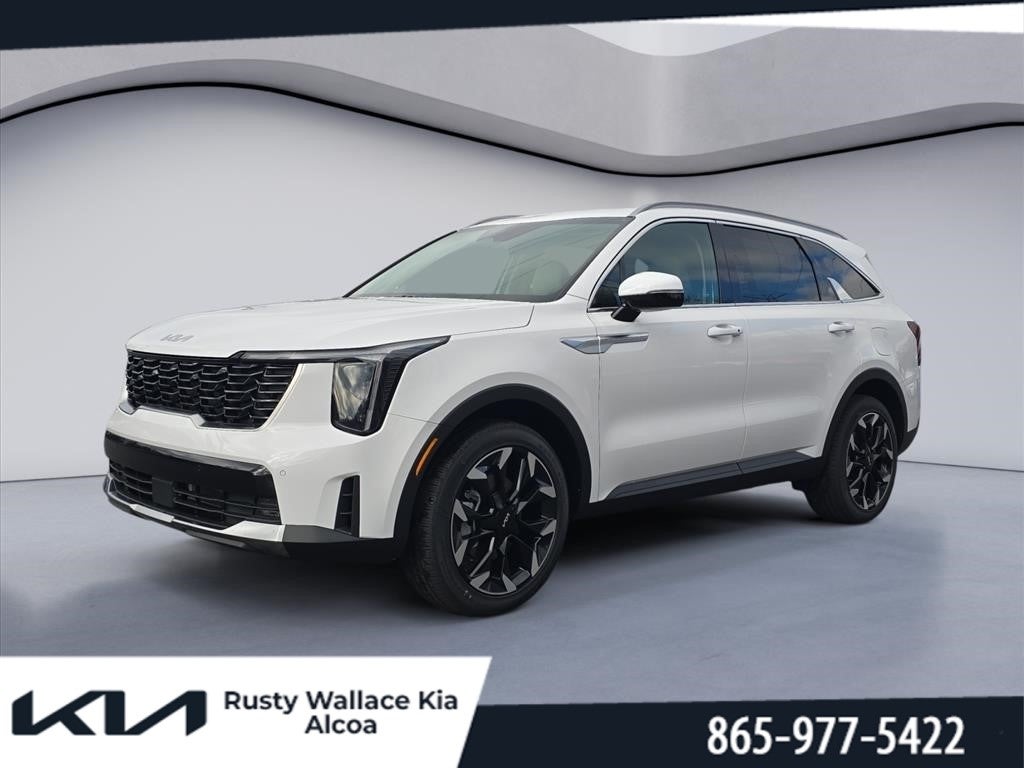 2026 Kia Sorento EX in Glacial White Pearl — front three-quarter view