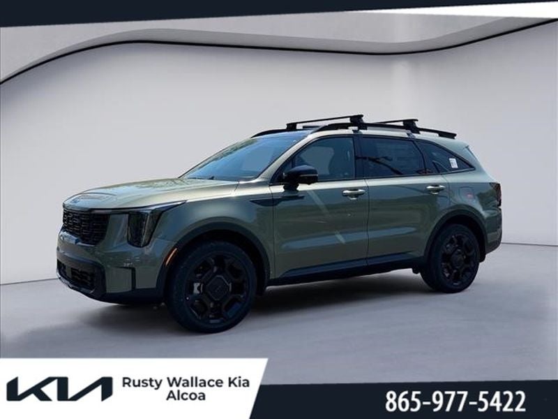 2026 Kia Sorento X-Line SX Prestige in Jungle Green — front three-quarter view