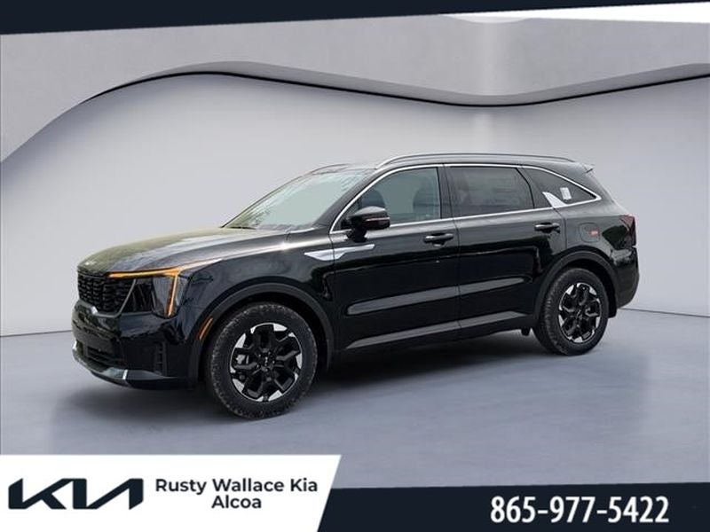 2026 Kia Sorento S in Ebony Black — front three-quarter view