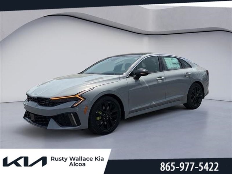 2026 Kia K5 GT in Wolf Gray — front three-quarter view