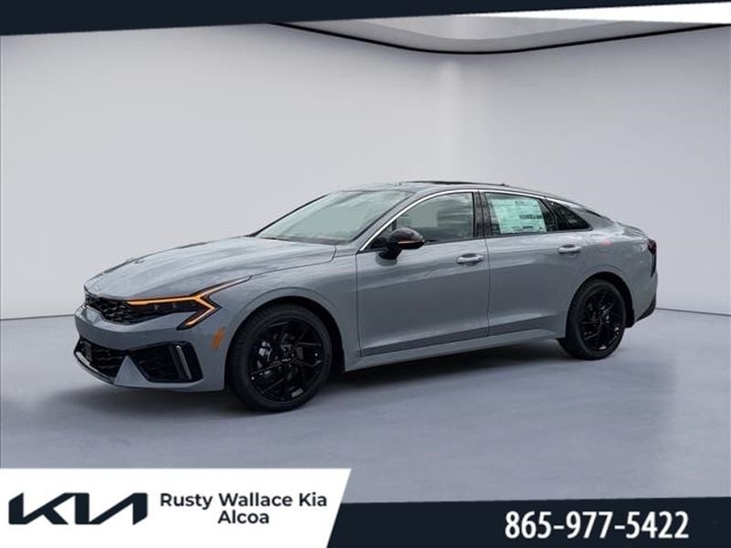 2026 Kia K5 GT-Line in Wolf Gray — front three-quarter view