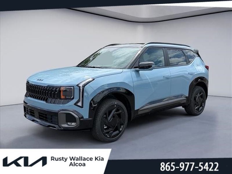 2027 Kia Seltos X-Line SX in Frost Blue — front three-quarter view
